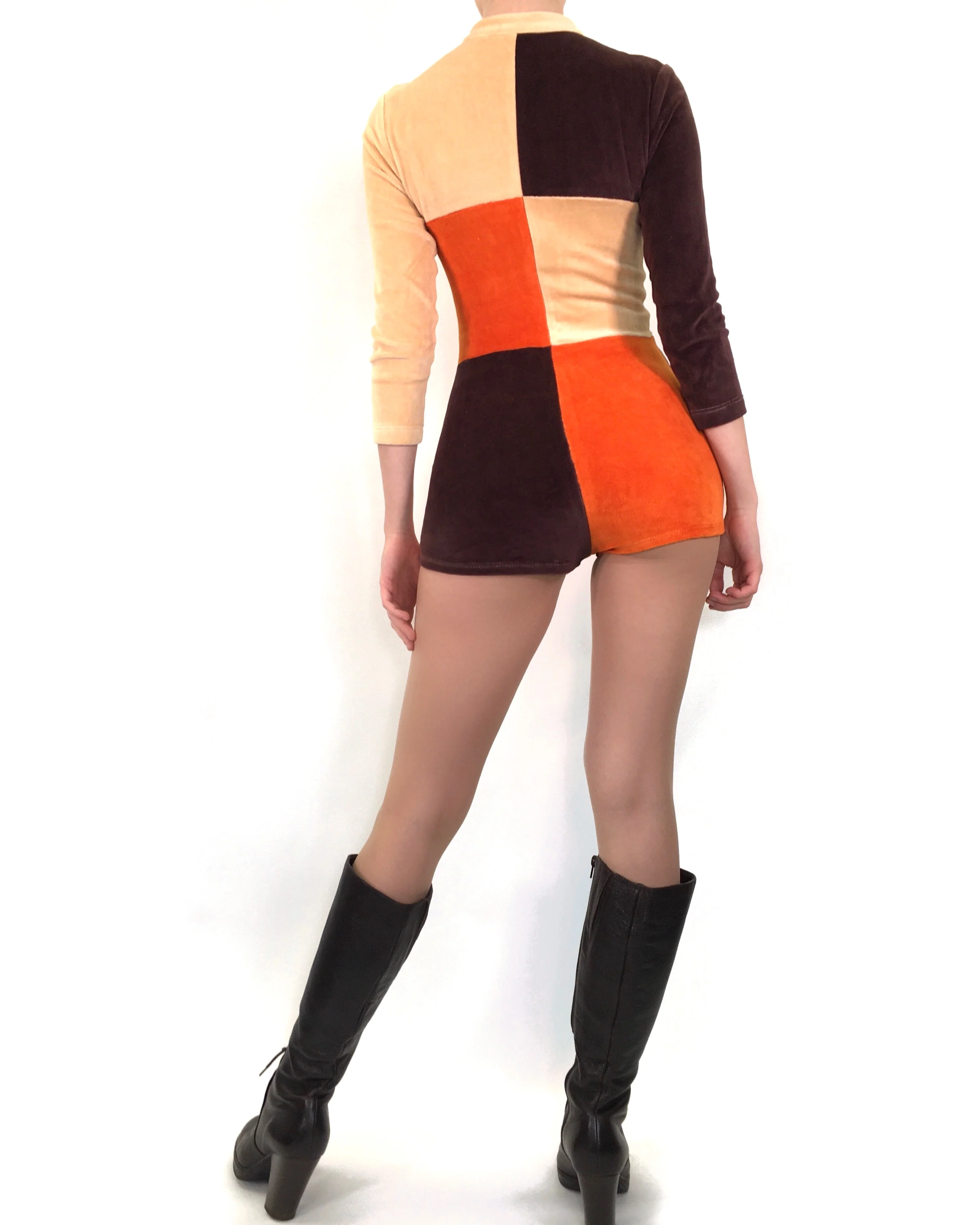 The Velvet Colour Block Playsuit in Cinnamon Girl - Image 5