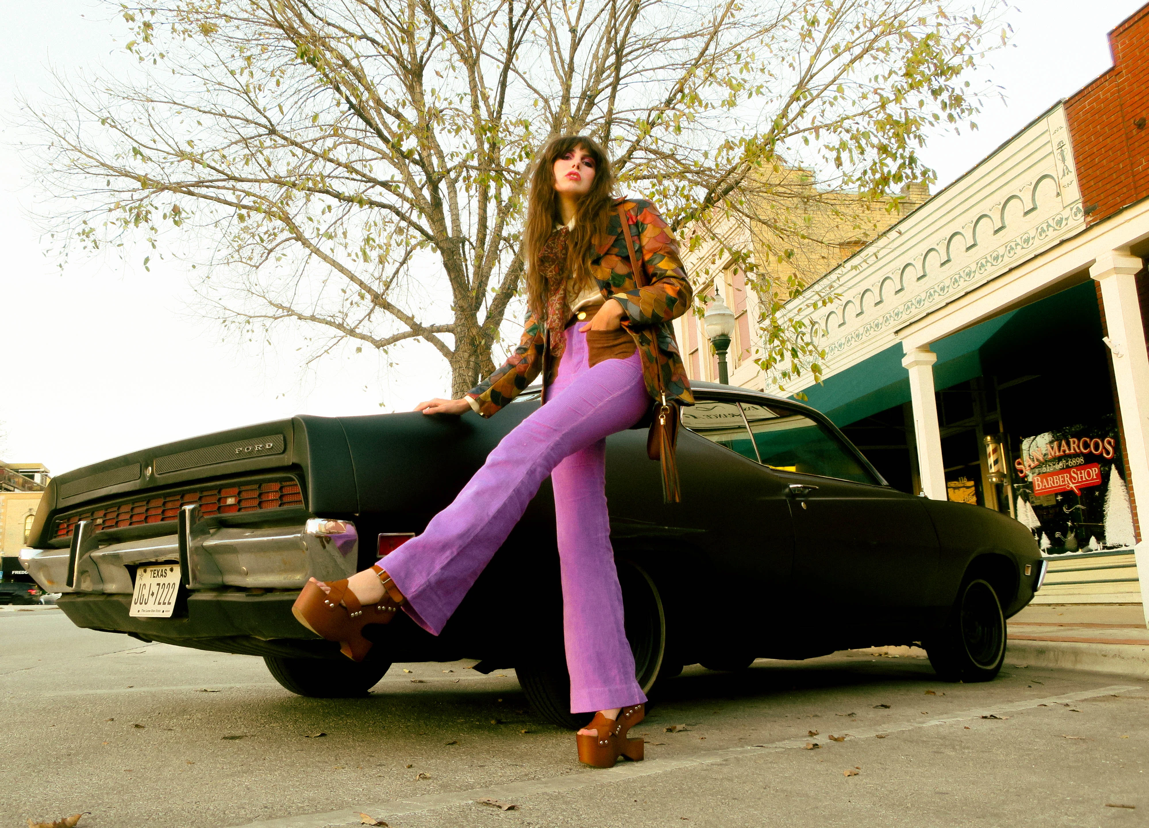 The Contrast Corduroy Flare Pant in Purple Haze - Image 10