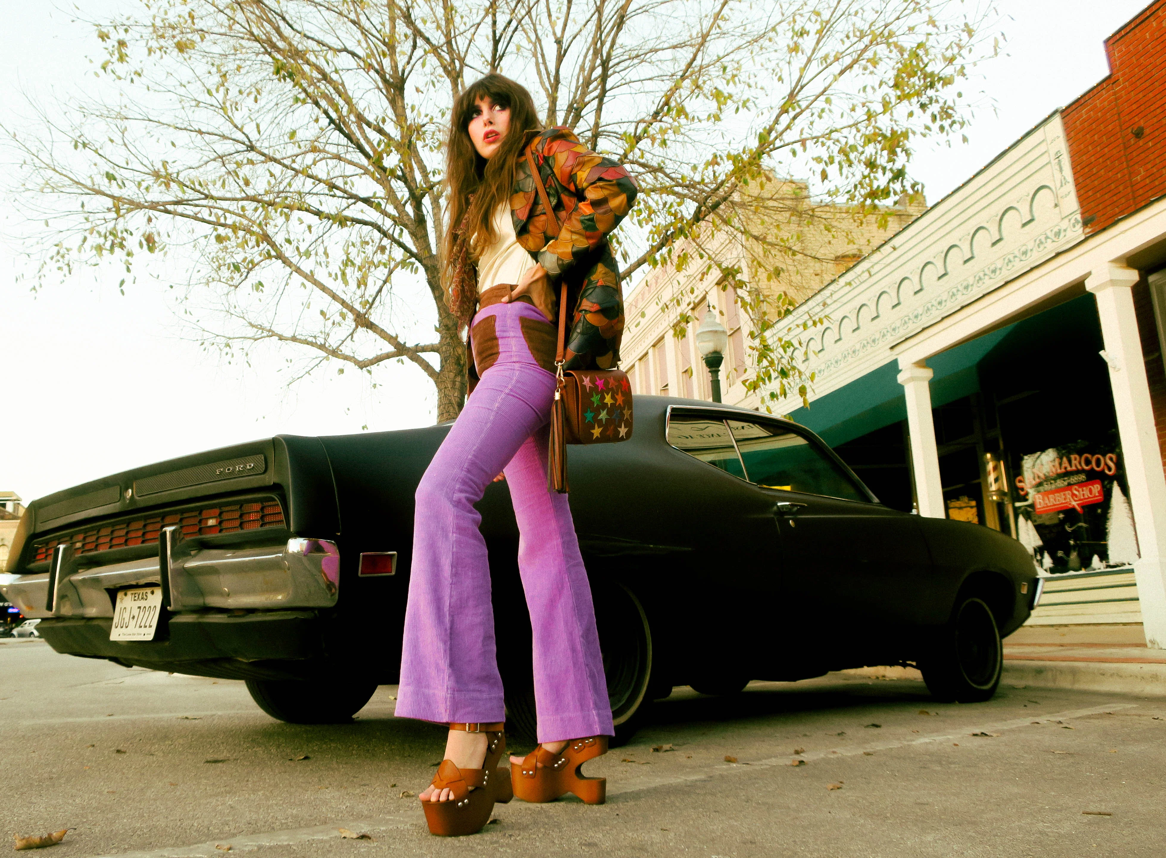 The Contrast Corduroy Flare Pant in Purple Haze - Image 6