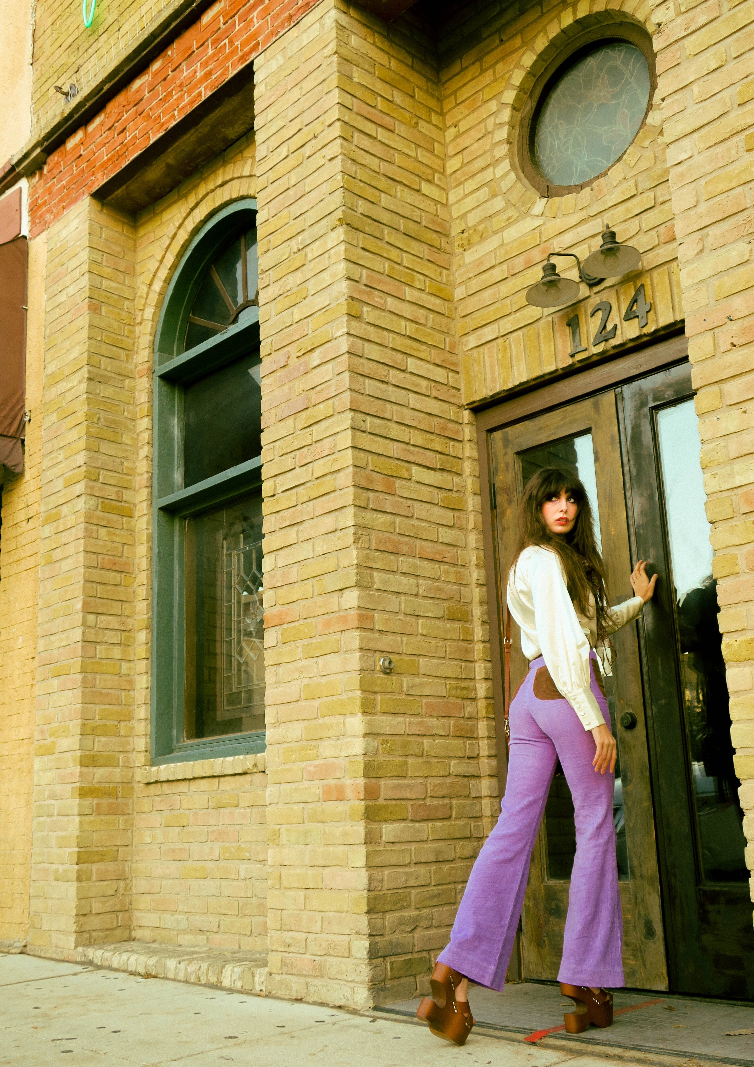 The Contrast Corduroy Flare Pant in Purple Haze - Image 9