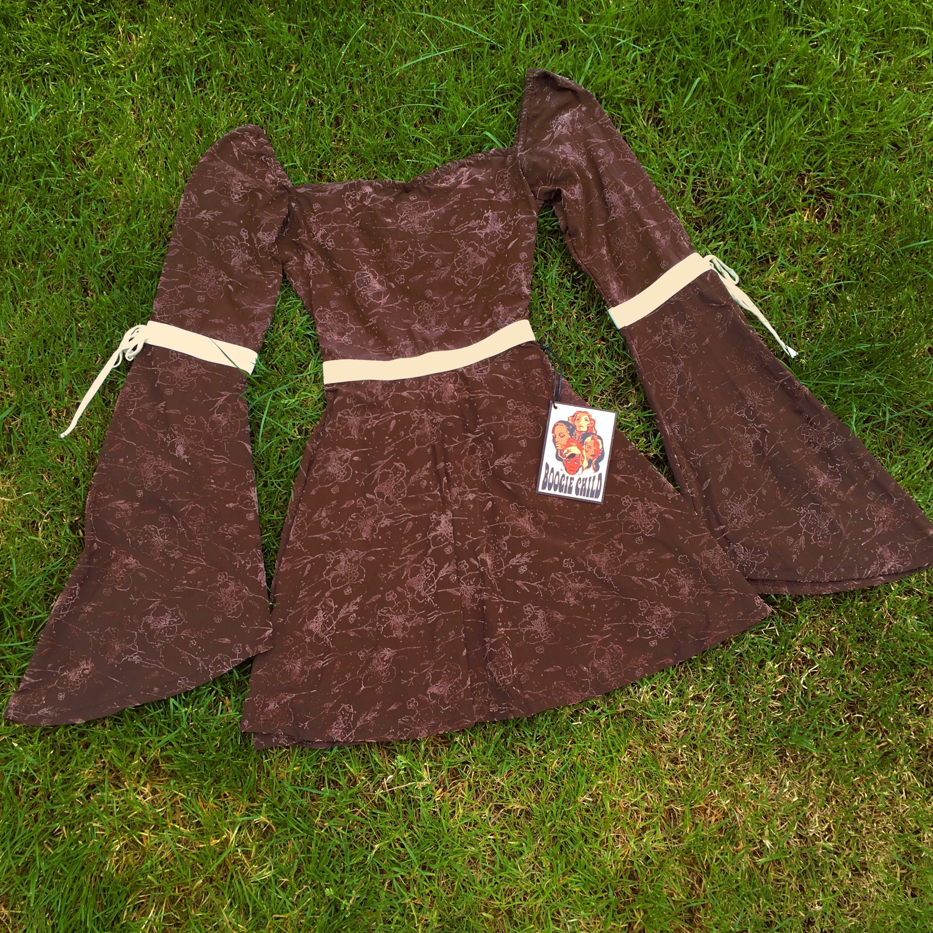 Womens SAMPLE - Floral Brown Gypsy Dress Size S