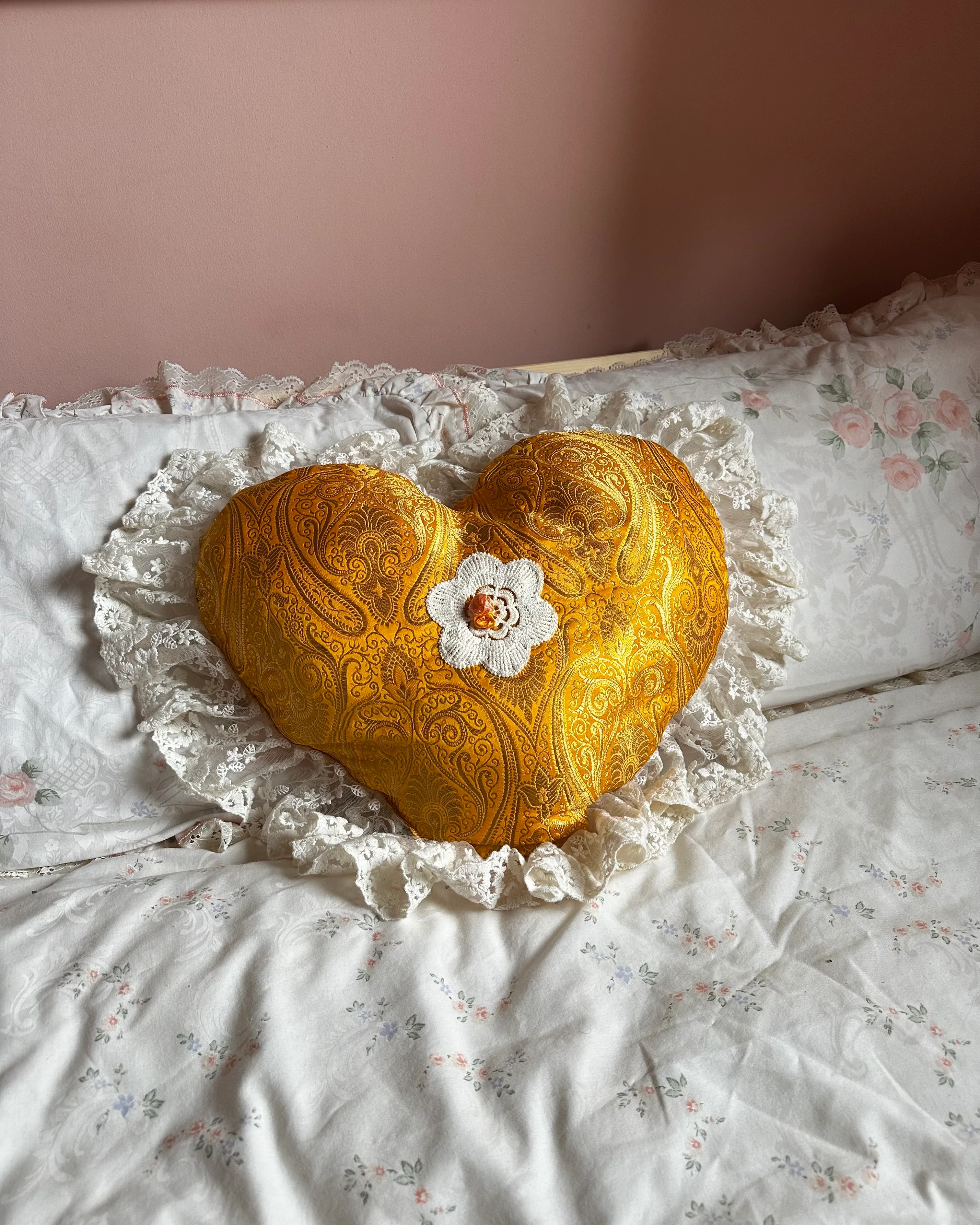Heart Shaped Pillow in Sunbeam - Image 2