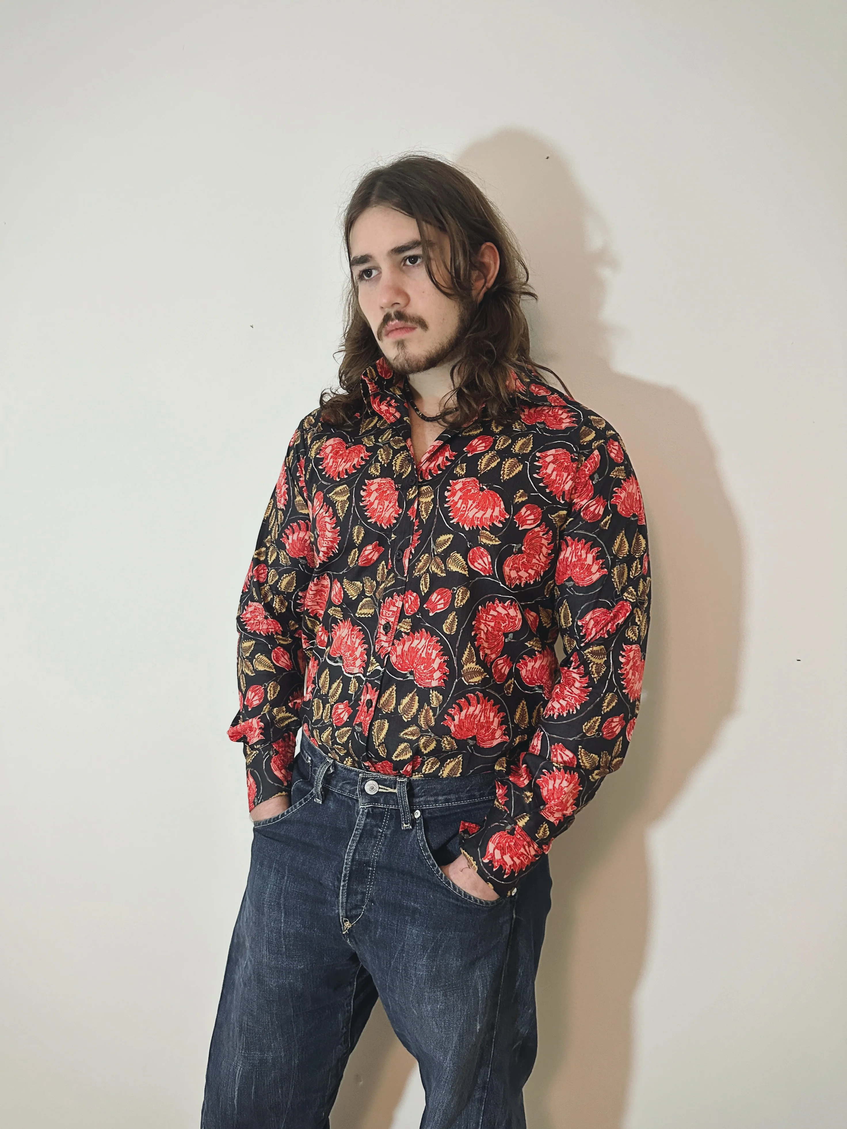Mens Cotton Long-Sleeve Shirt in Zeppelin - Image 3