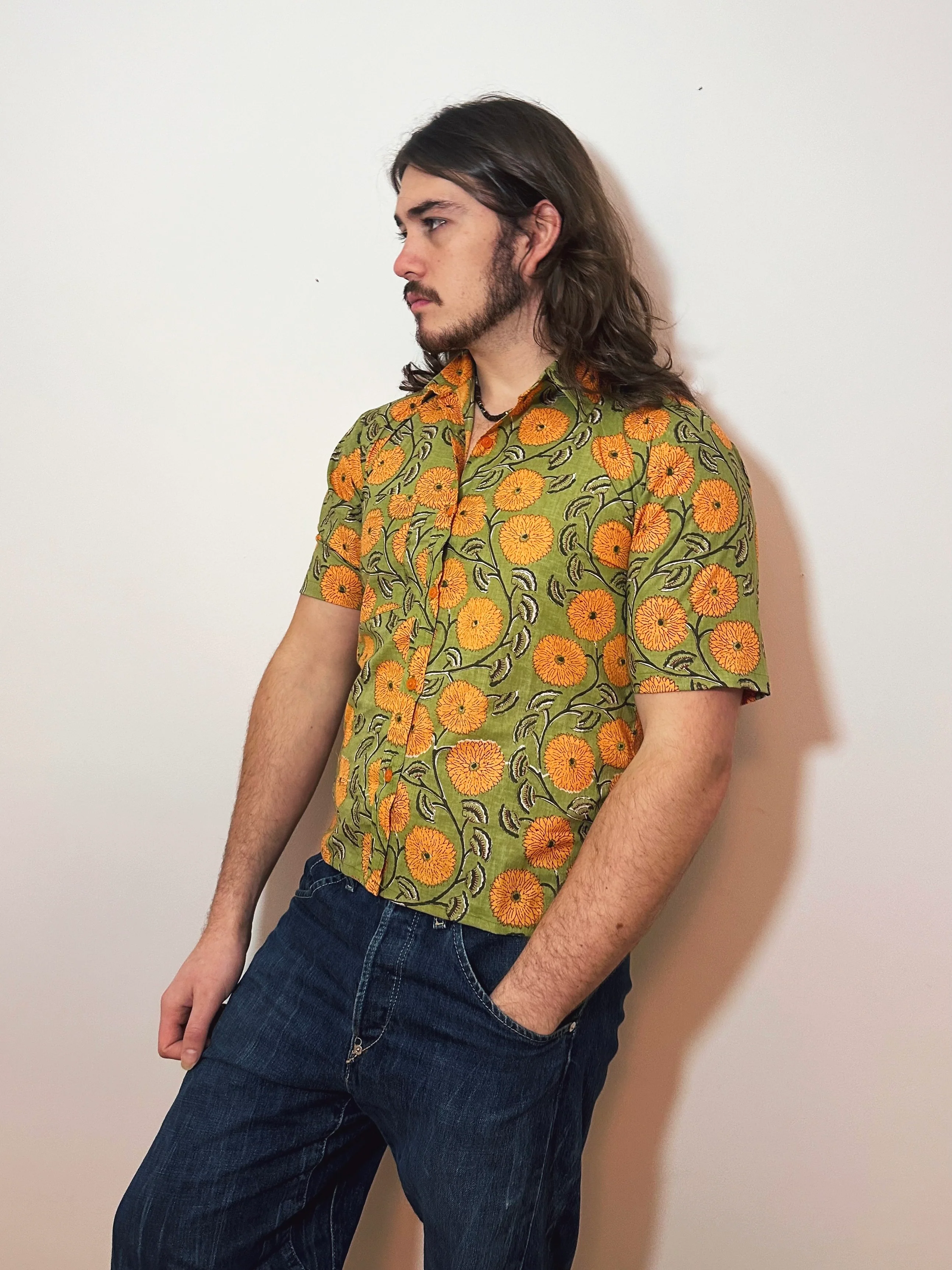 Mens Cotton Short-Sleeve Shirt in Dandelion