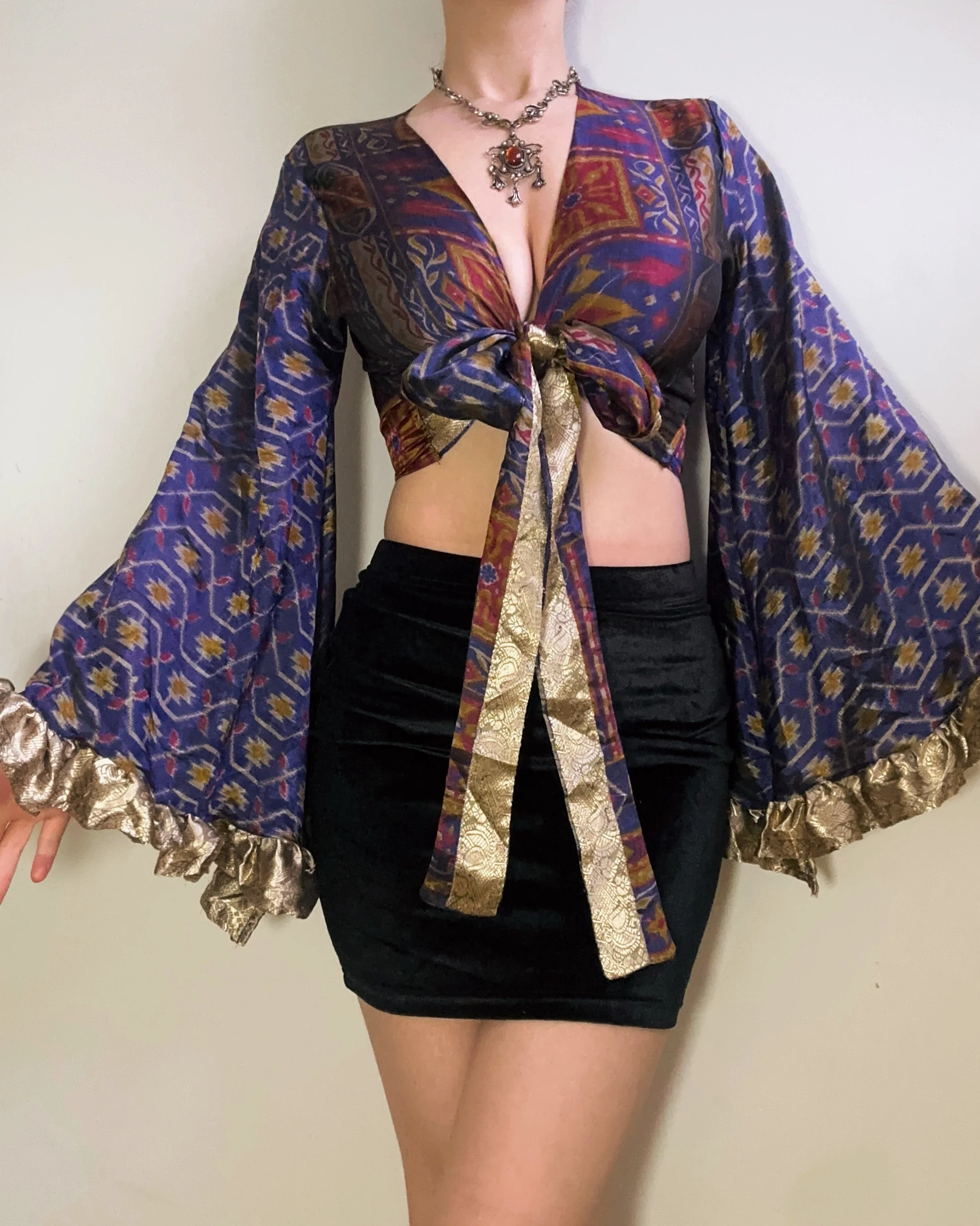 Ruffle Wrap Top in Empress - Image 2