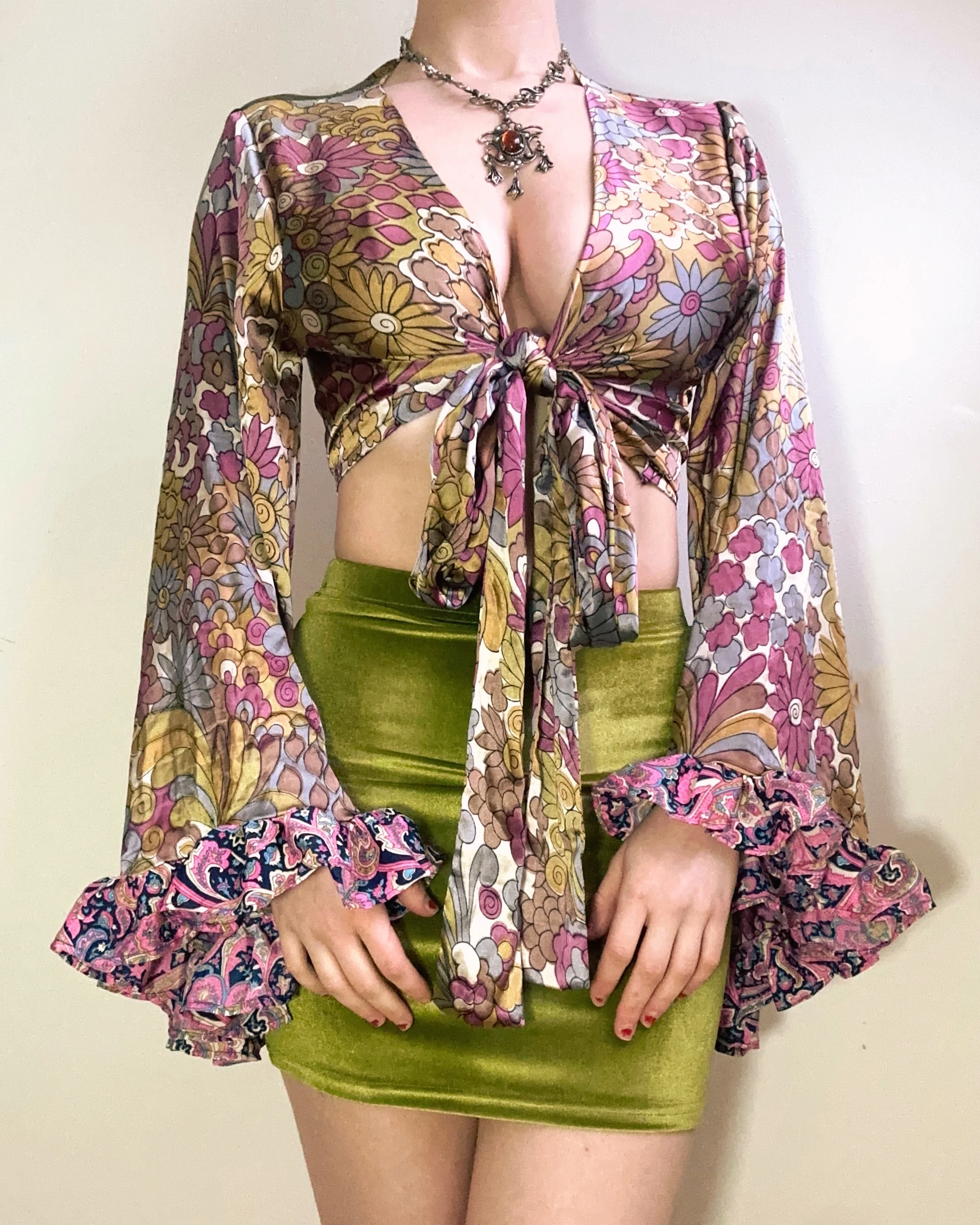 Ruffle Wrap Top in Flower Power - Image 2