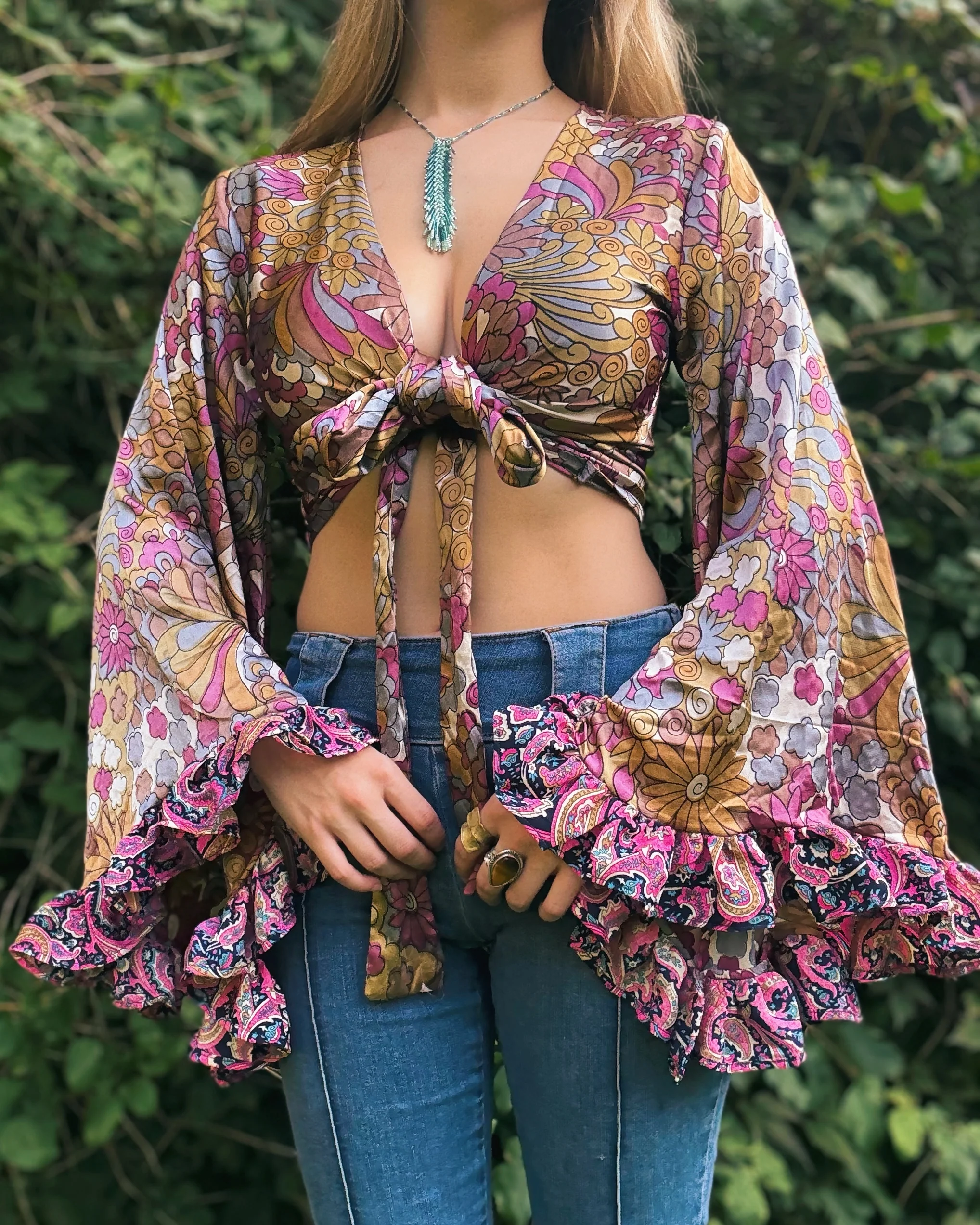 Ruffle Wrap Top in Flower Power - Image 5