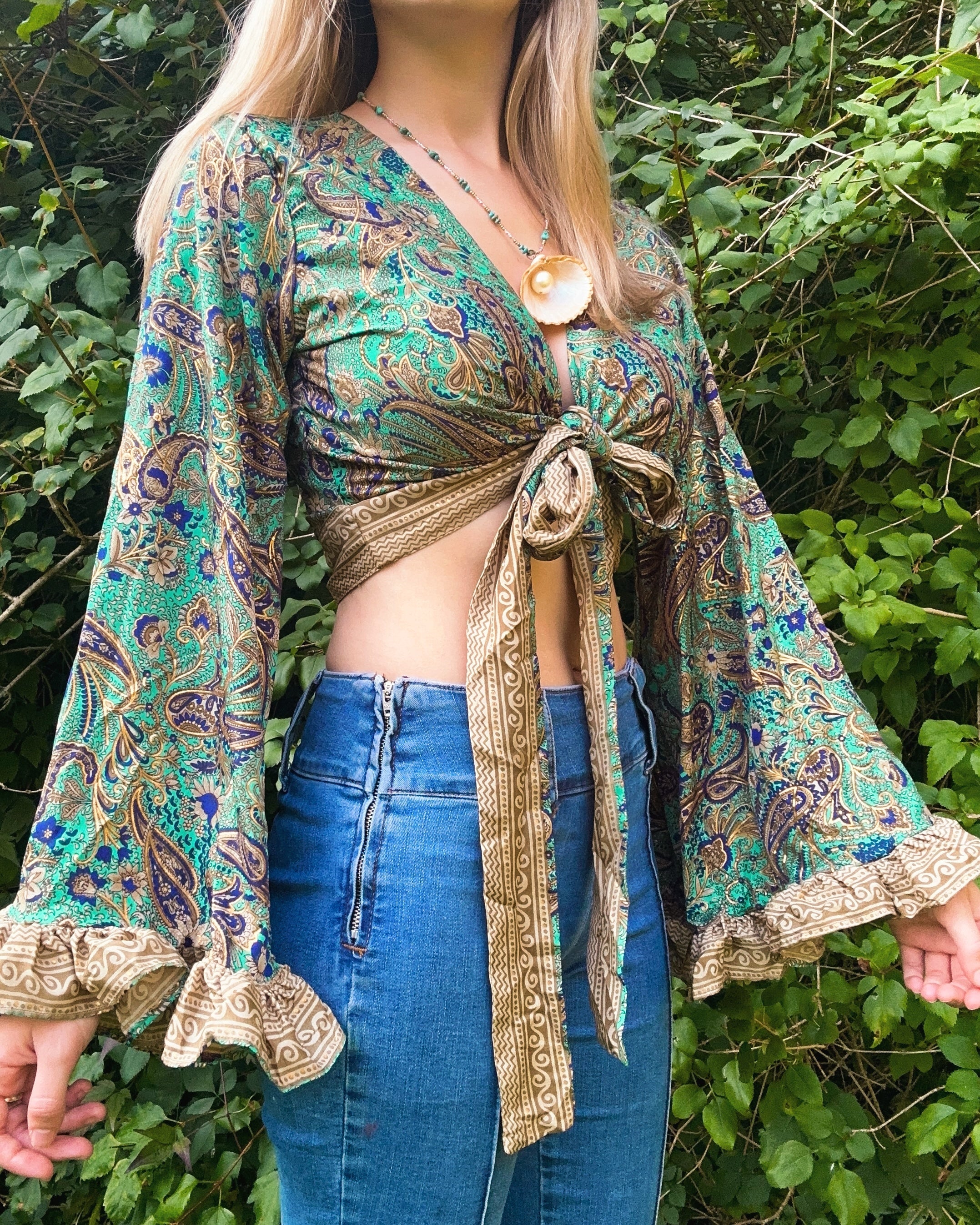 Ruffle Wrap Top in Oceania - Image 3