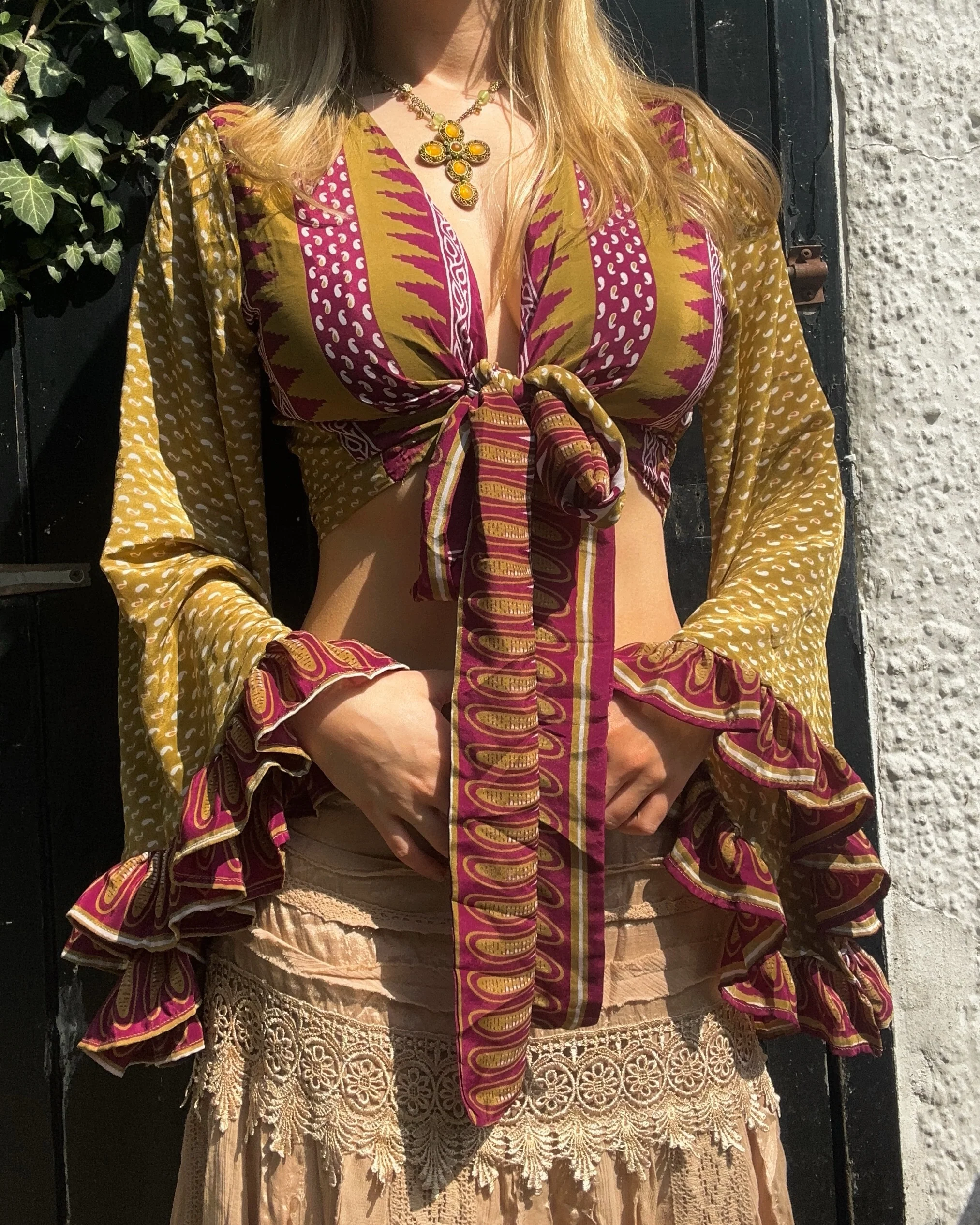 Ruffle Wrap Top in Polly - Image 3