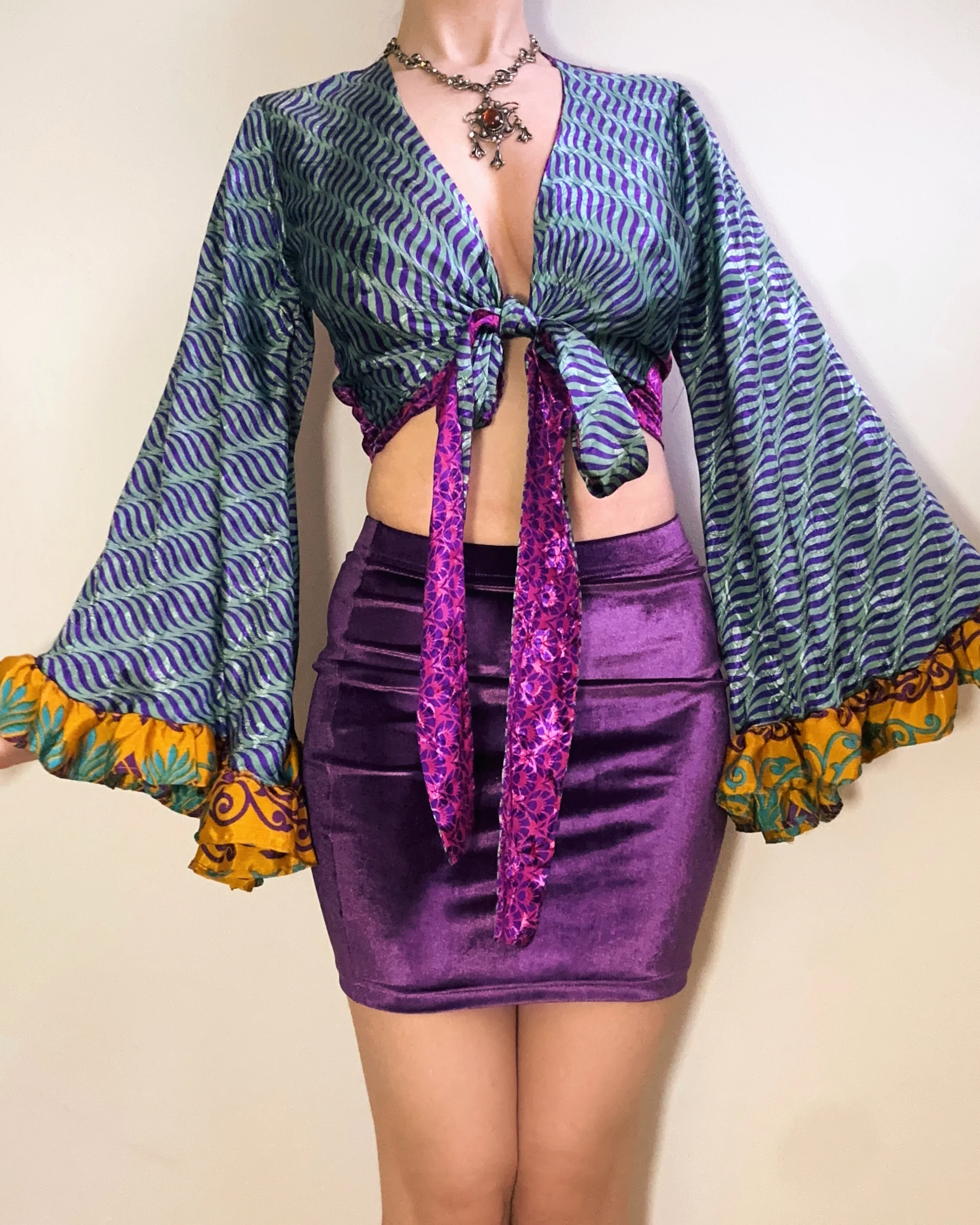 Ruffle Wrap Top in Psychedelia - Image 2
