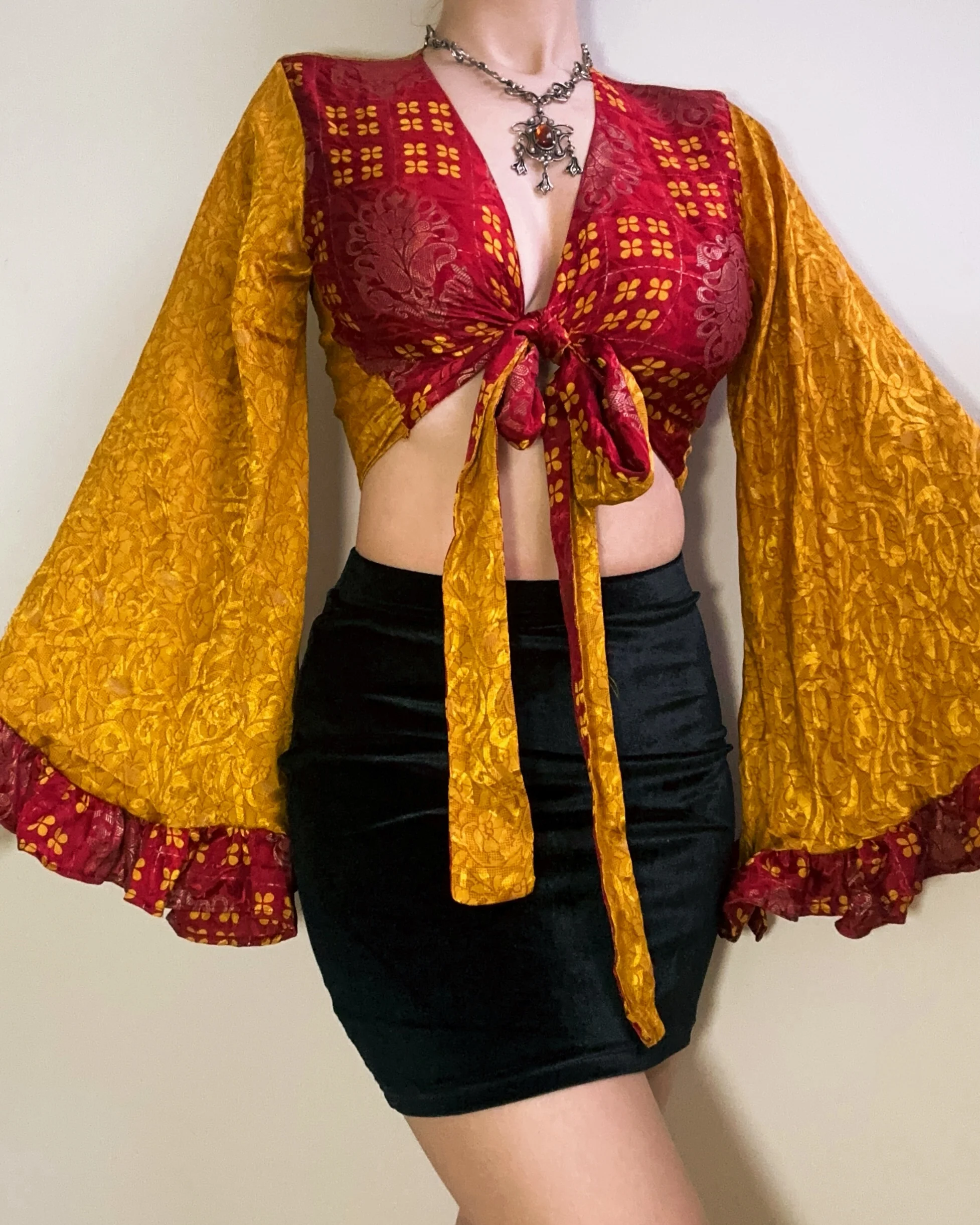 Ruffle Wrap Top in Sunset - Image 2