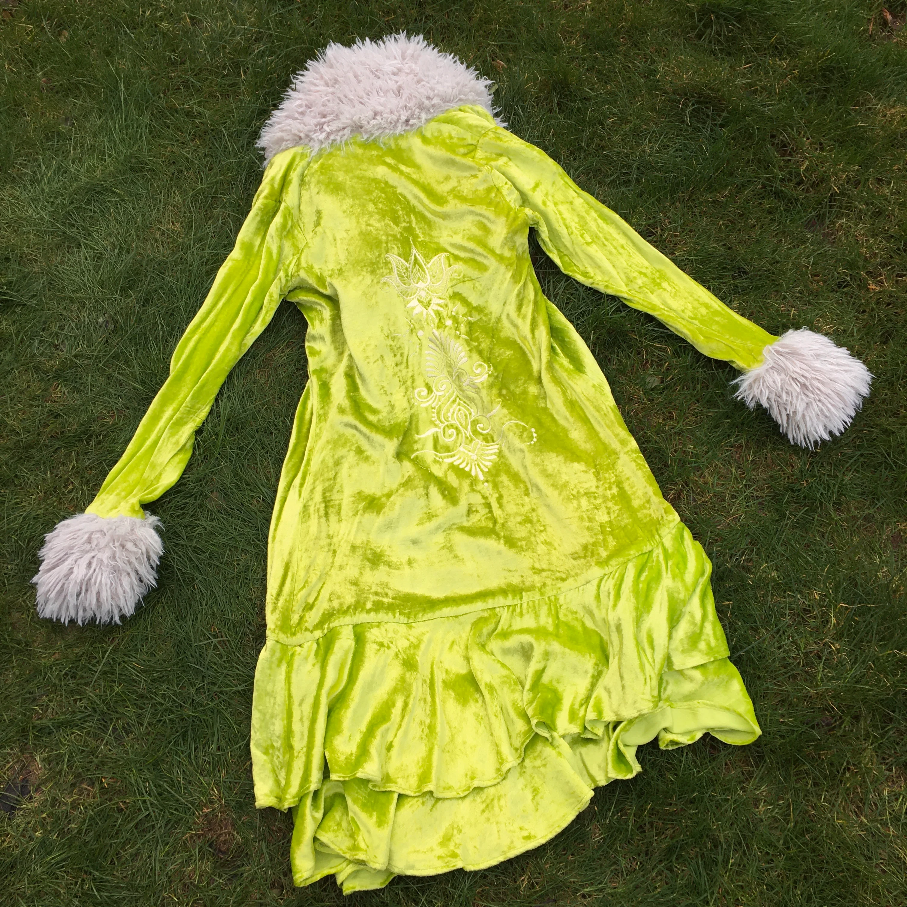 SAMPLE - Lime Green Light Velvet Afghan Coat Size S - Image 4