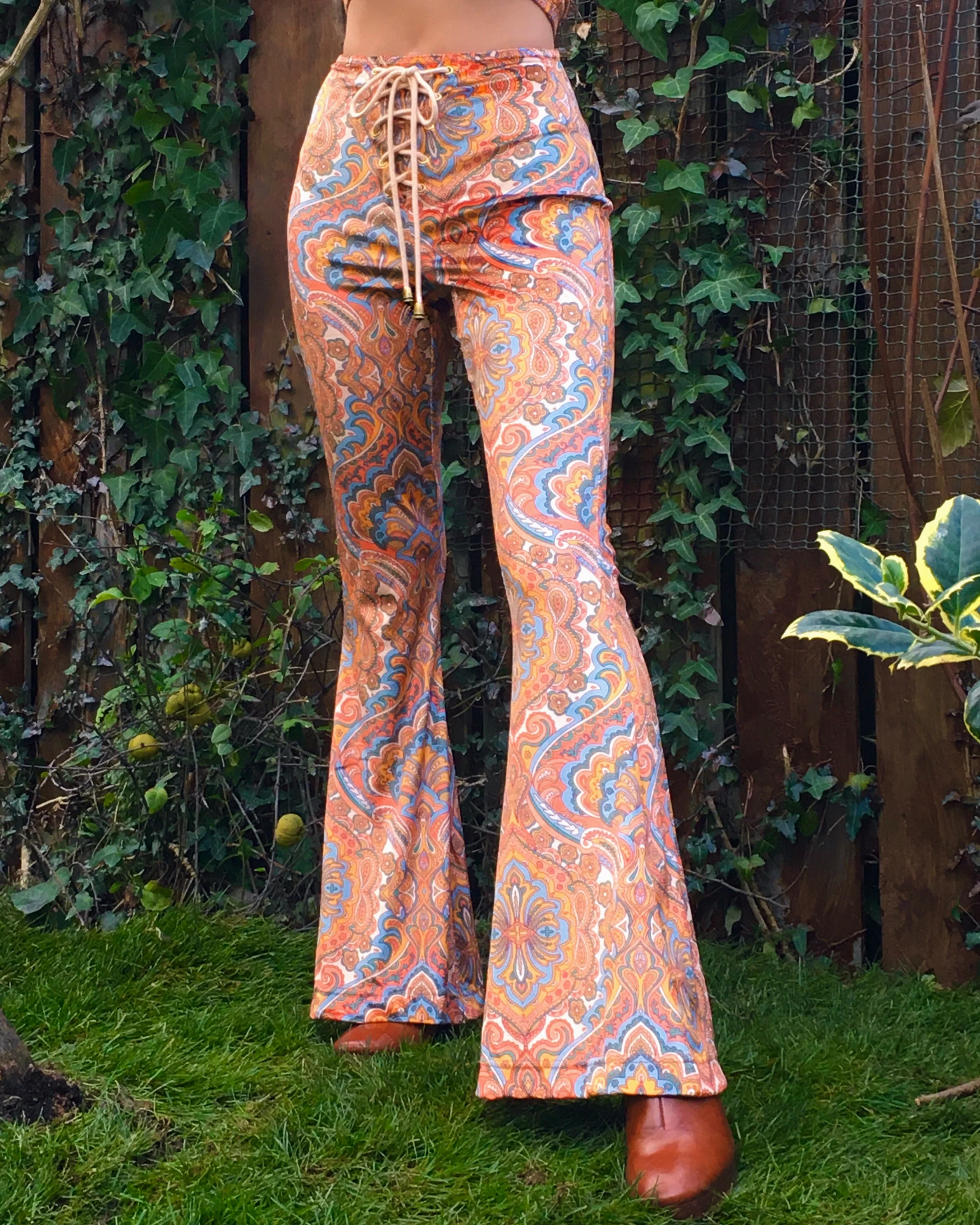 The Lace Up Velvet Flares in Houdini - Image 3