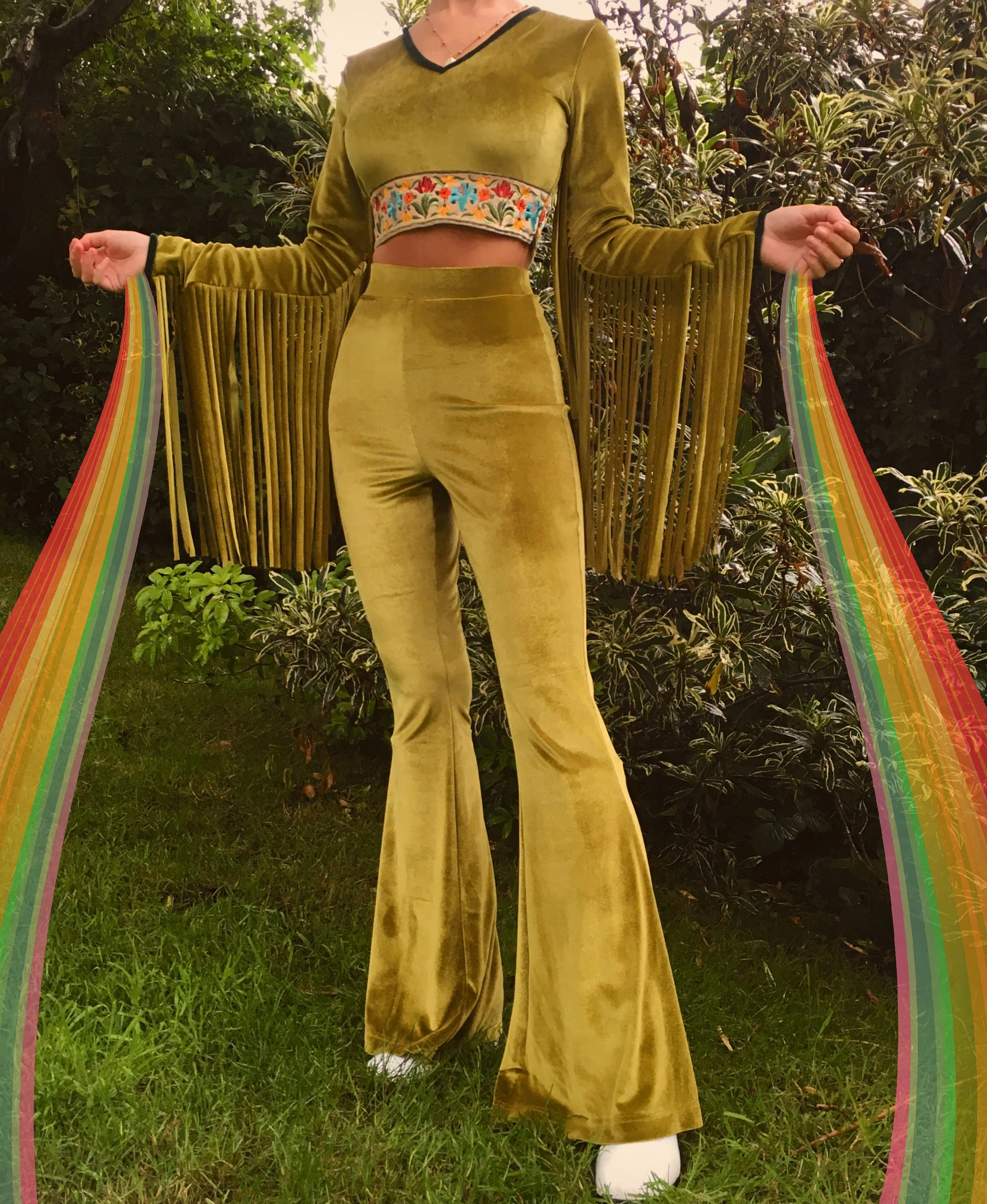 The Orchid Fringe Crop Top in Forest Fairy - Image 3