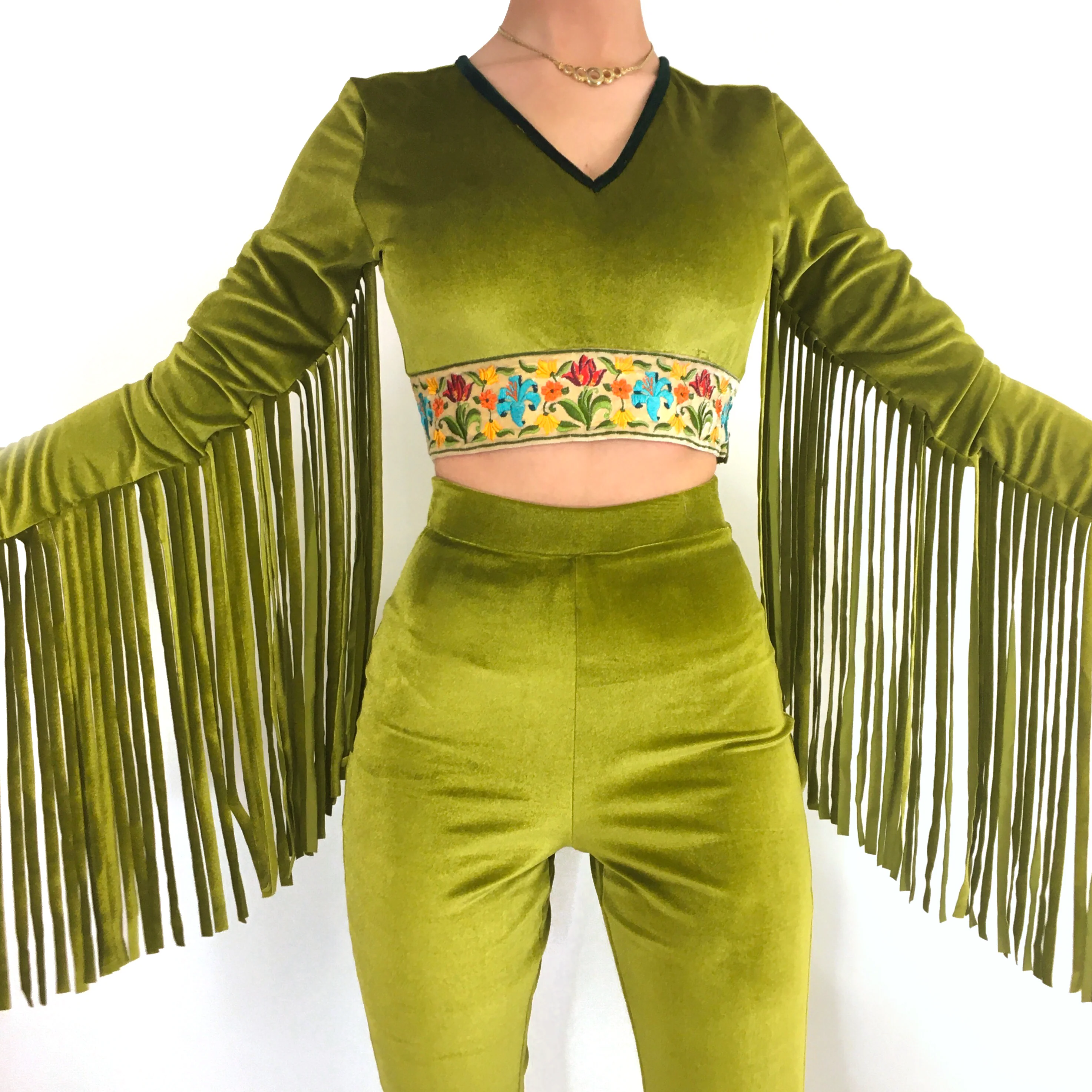 The Orchid Fringe Crop Top in Forest Fairy - Image 4