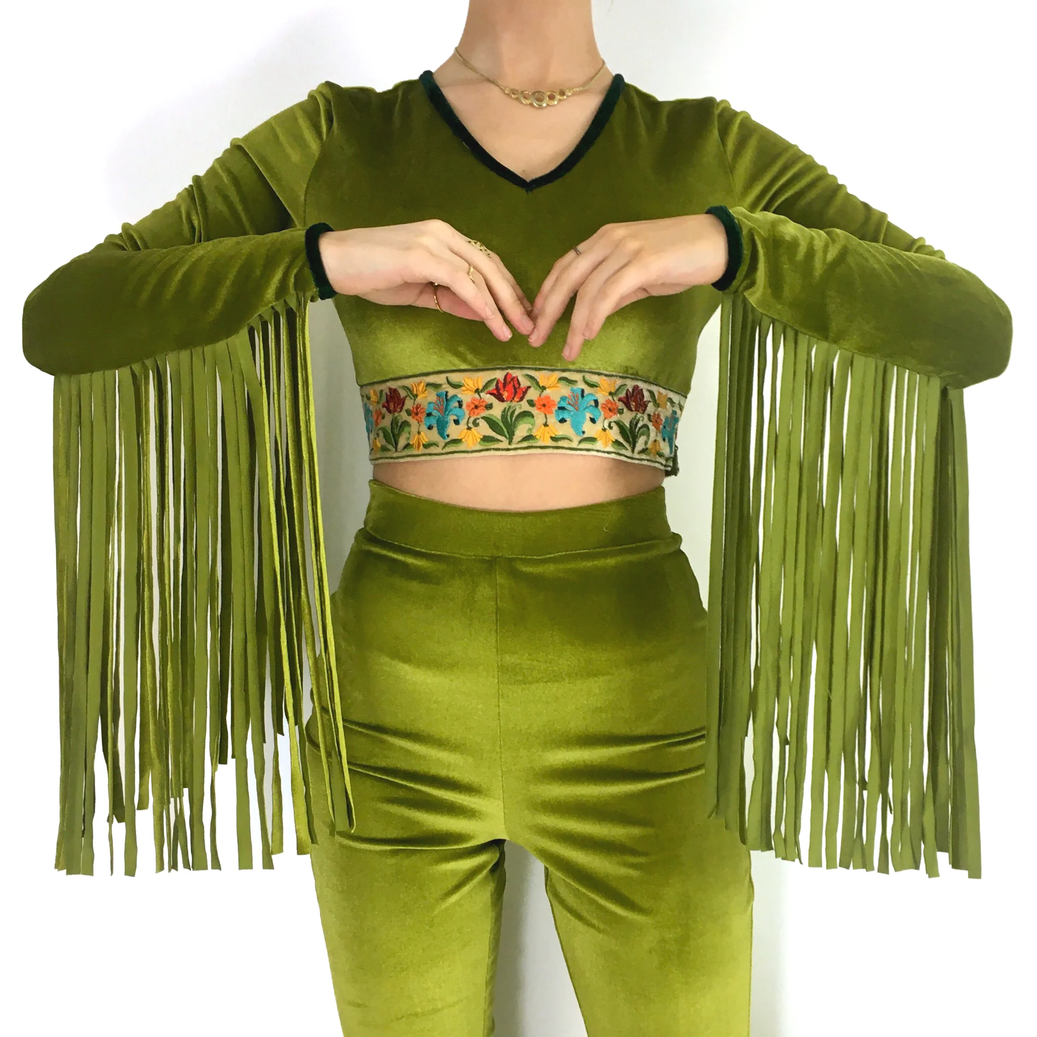 The Orchid Fringe Crop Top in Forest Fairy - Image 5