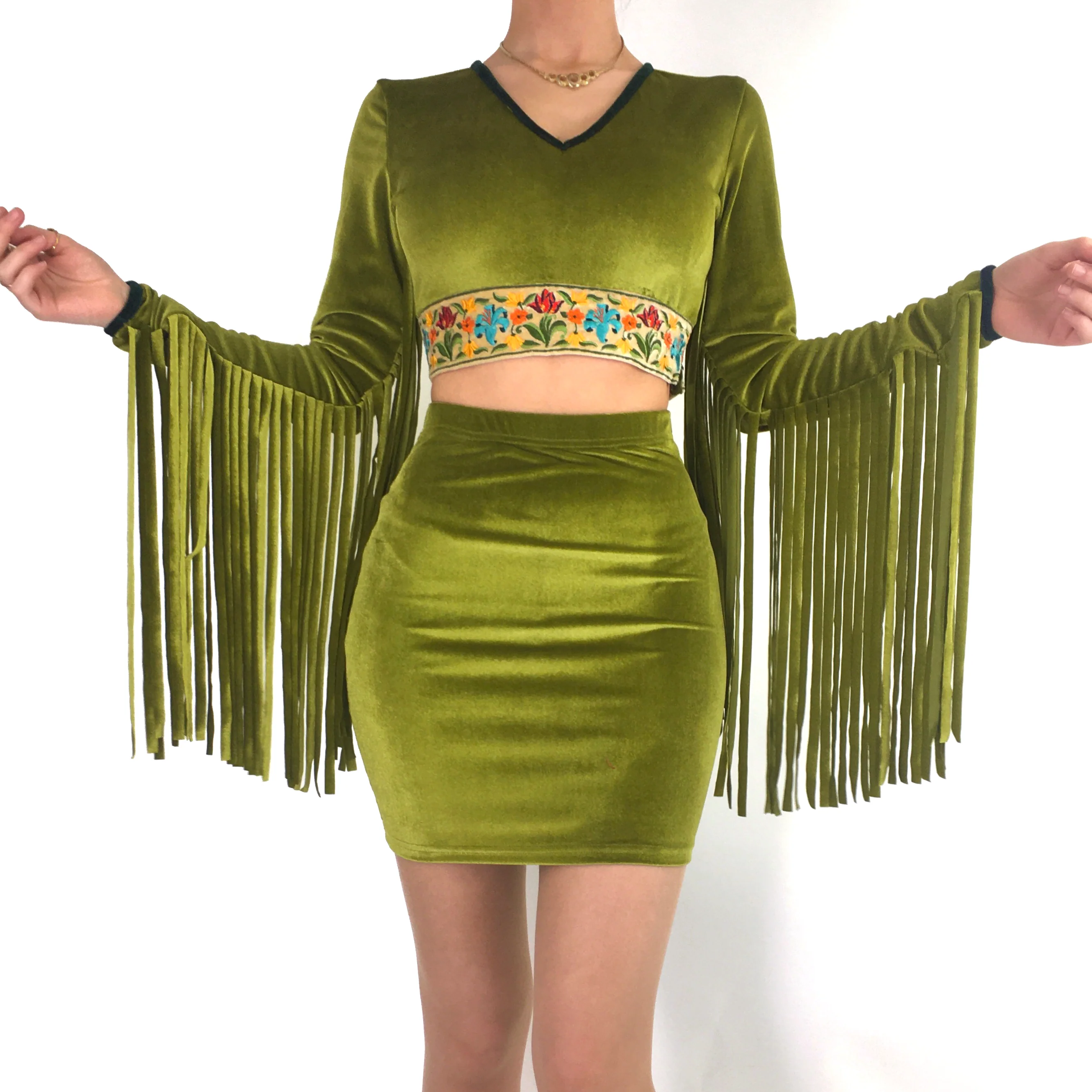 The Orchid Fringe Crop Top in Forest Fairy - Image 6