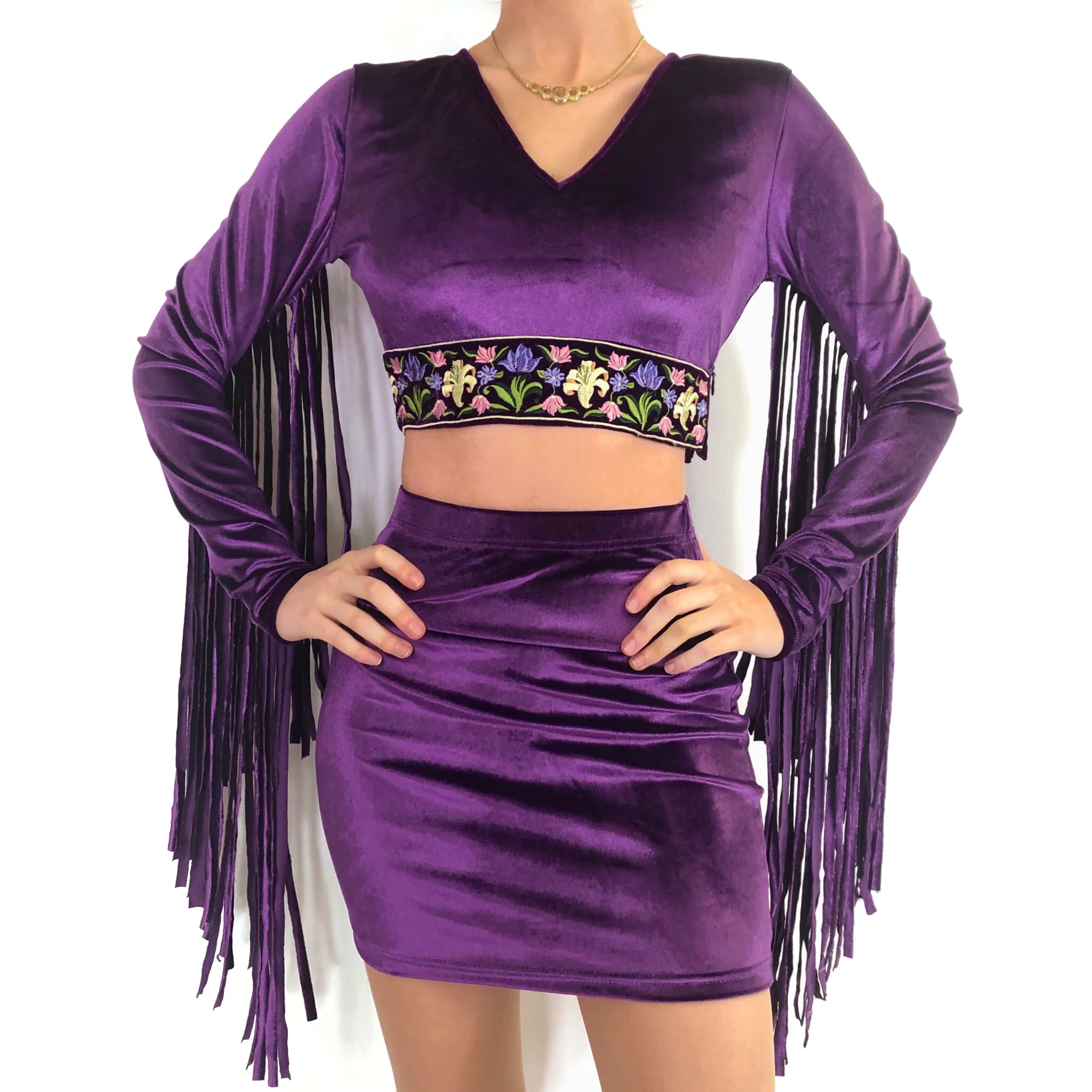 The Orchid Fringe Crop Top in Witchy Woman - Image 6