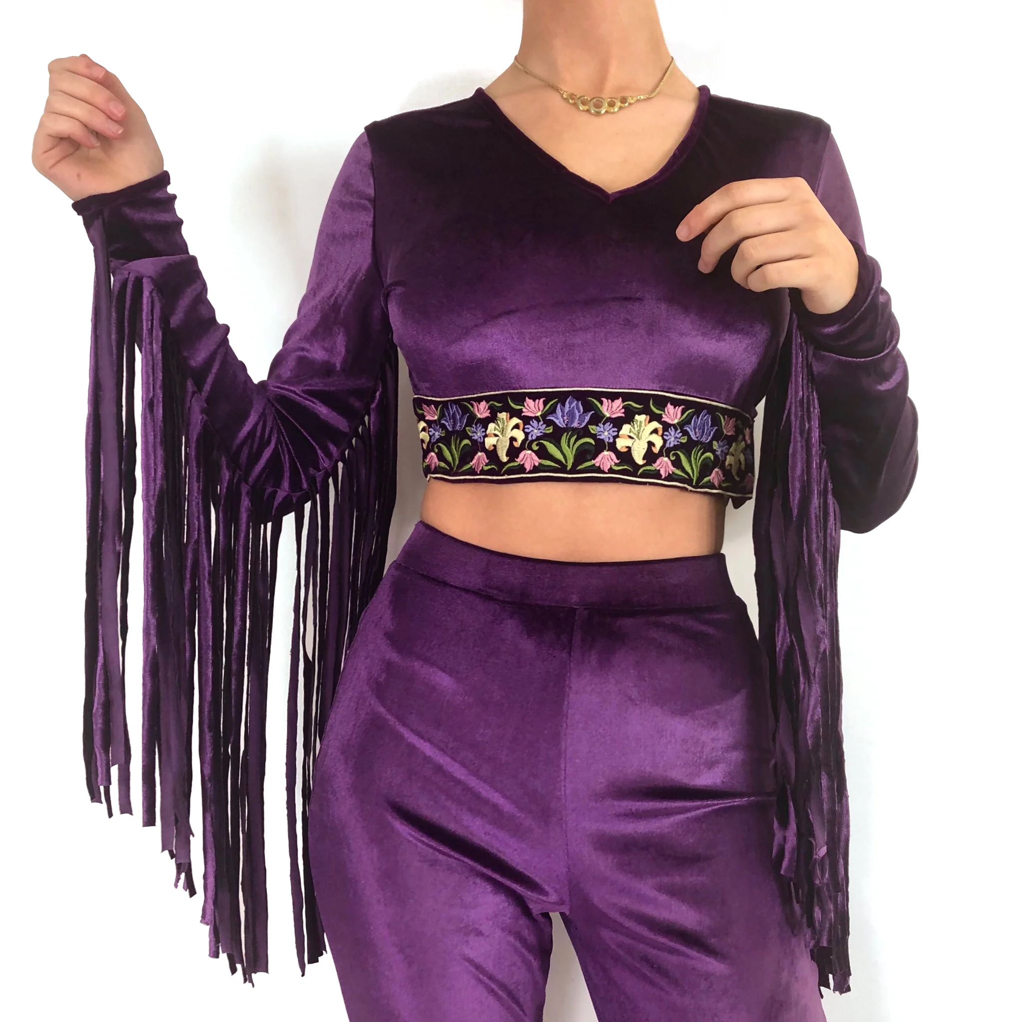 The Orchid Fringe Crop Top in Witchy Woman - Image 7