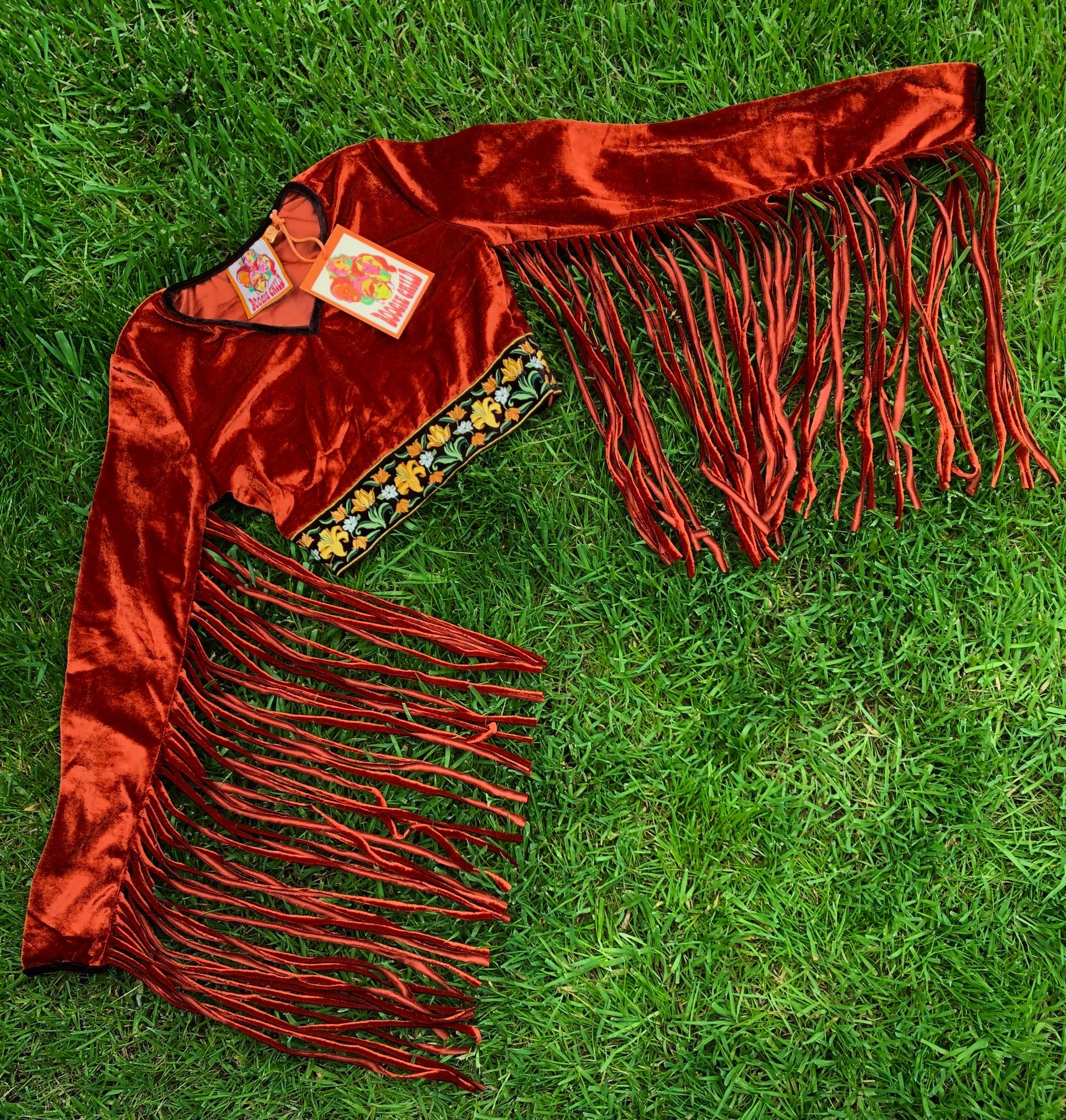 The Orchid Fringe Rust Crop Top in Ozzy - Image 3