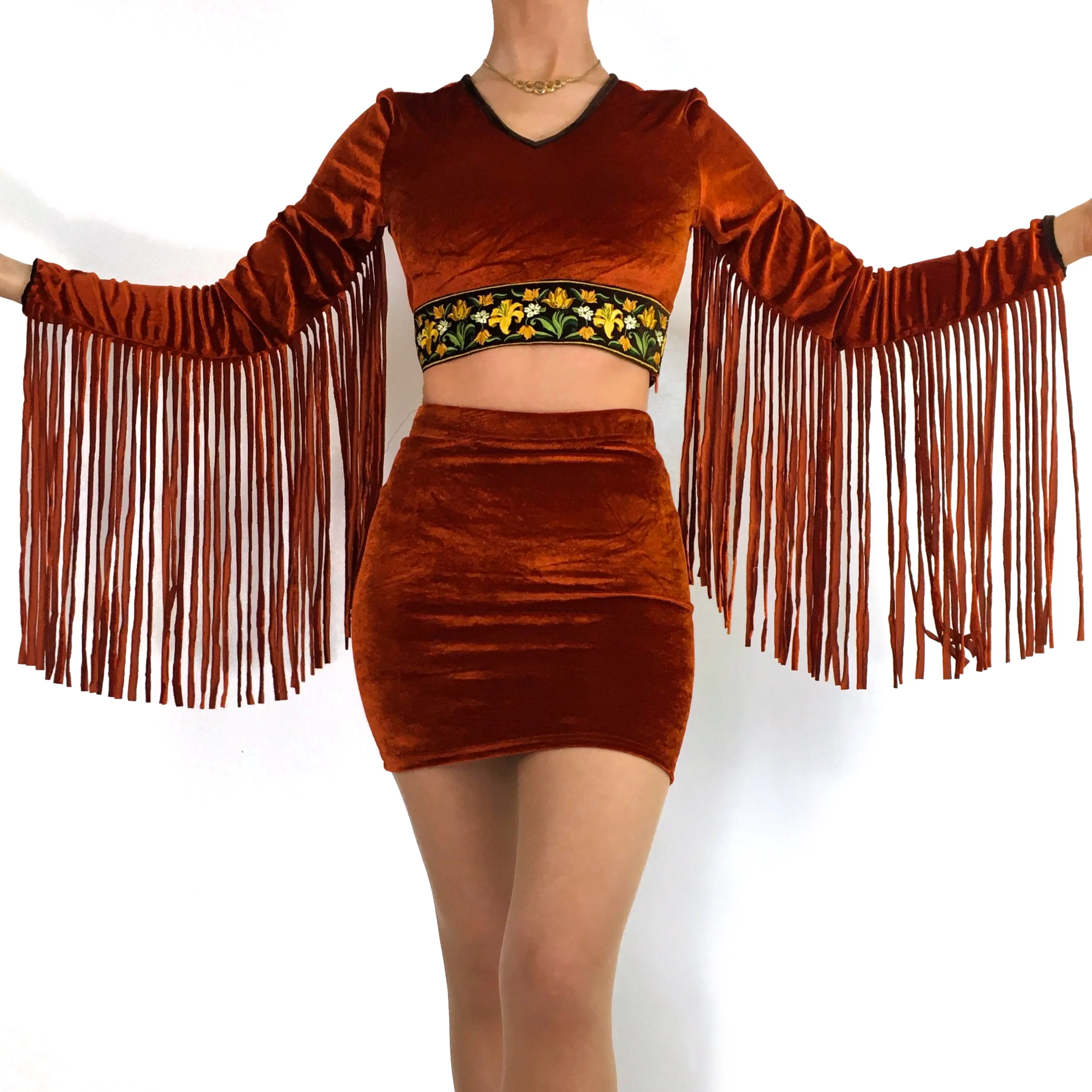 The Orchid Fringe Rust Crop Top in Ozzy - Image 4