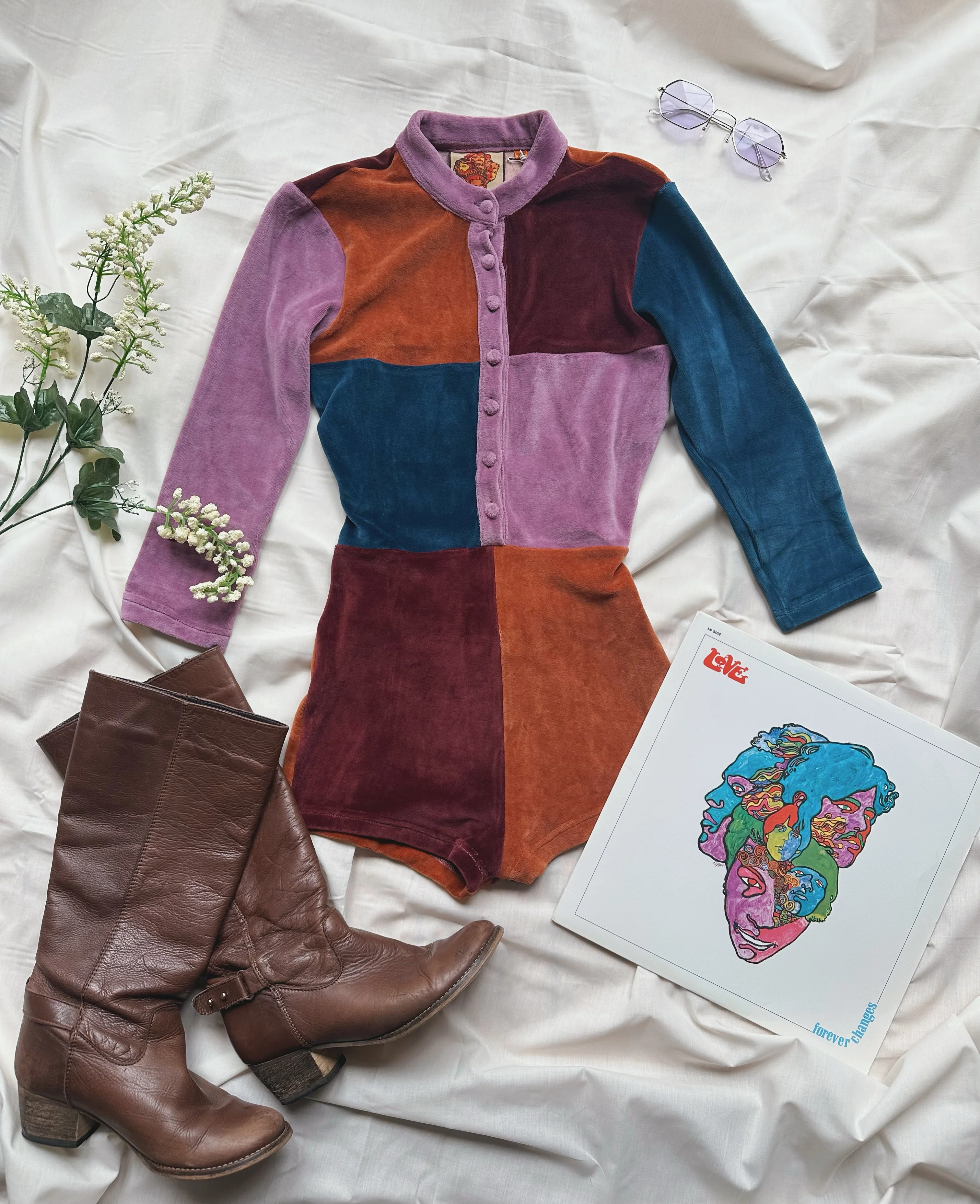 The Velvet Colour Block Playsuit in Blueberry Jam - Image 6